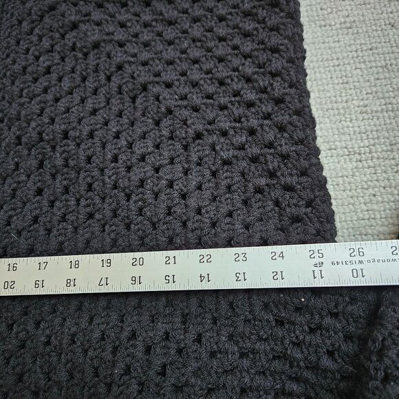 Crochet Knit Handmade Black Cardigan Sweater Balloon Sleeve Cottagecore O/S - Picture 6 of 12